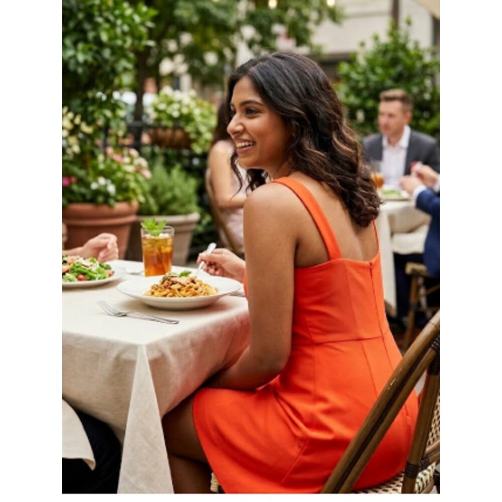Bright Orange Mini Dress with Zip Back - Size Large